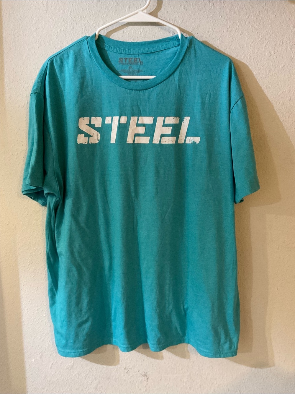 Steel Men's Teal Short-Sleeve Logo T-Shirt